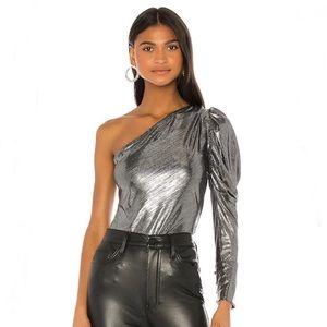 Alix NYC Metallic One Shoulder Bodysuit Blouse